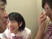 ロリ顔の美少女JK二人に囲まれてのプレイで我慢できずにザーメン生中出し