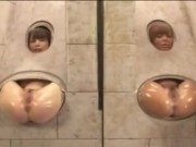 【辻本りょう 宮下つばさ】壁から突き出た尻穴に空気、水、チンポを挿入してケツ穴を審査するバカ企画ｗ