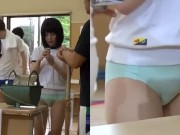 ミニスカの小学生の乳首見えちゃって ノーパン校生